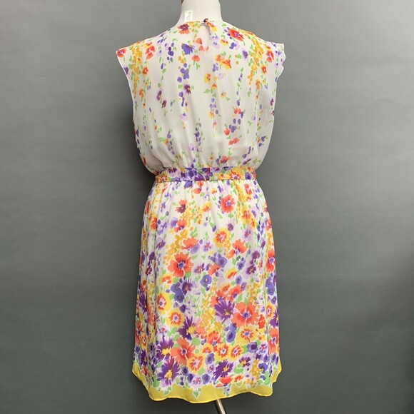 Emma & Michele Womens Spring Dress 10 White Orange Purple Multicolor Floral - Picture 6 of 7